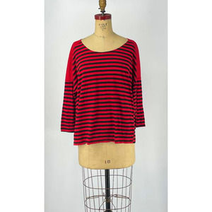 Michael Stars Original T-Shirt Red Black Striped OS